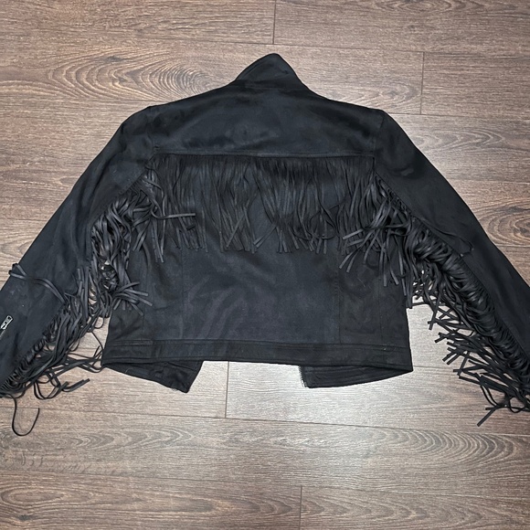 Fringed Suede Biker Jacket - Picture 2 of 3